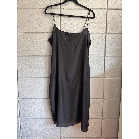 Women's Nili Lotan 100% Silk Cami Slip Midi Dress size L in Black Quiet Luxury - Picture 2 of 7